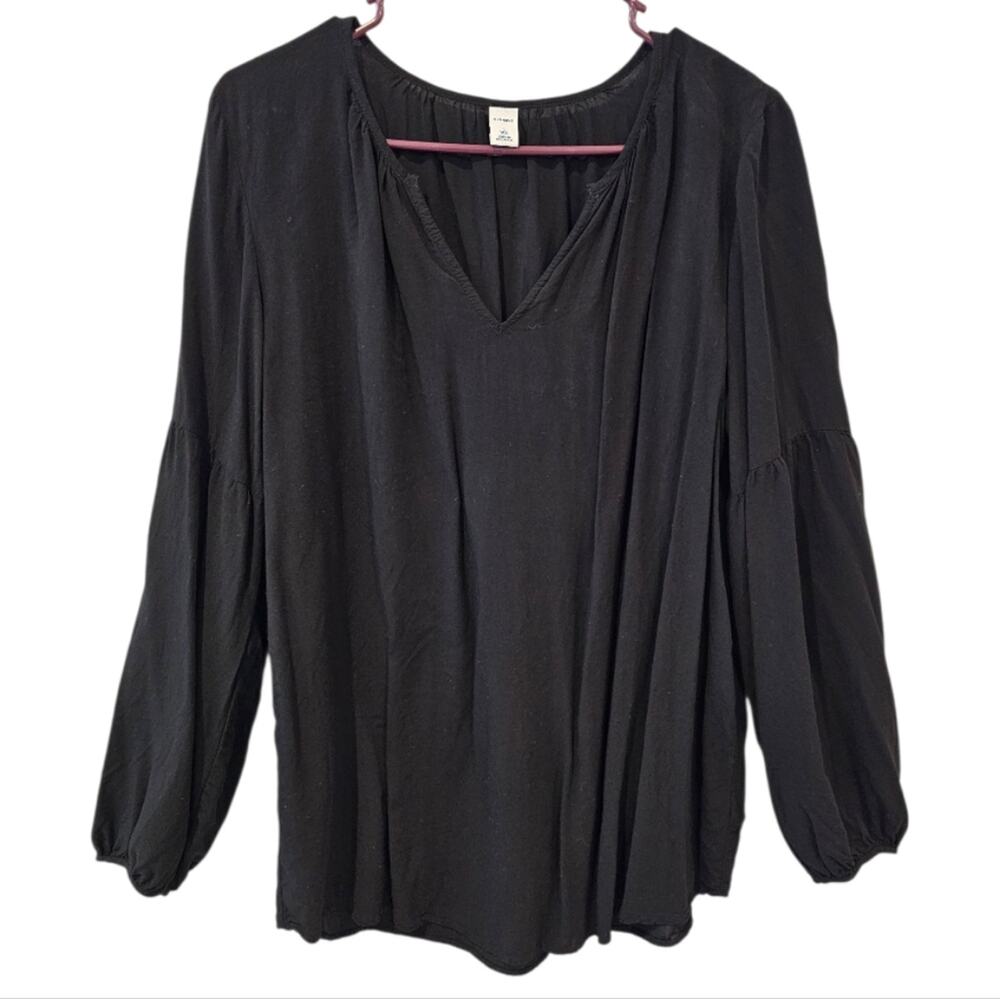 Old Navy Lightweight Long Sleeve V Neck Black Blouse Large Tall
